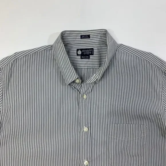 J Crew Shirt Mens XL Gray White Cotton 80s 2Ply Haberdashery Striped Button Down - Picture 4 of 11